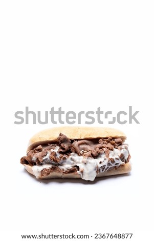 Front view of Philly Cheesesteak with message area at top of frame Royalty-Free Stock Photo #2367648877