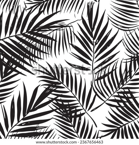 Brush Drawn Palm Leaves in an Abstract Tropical Foliage Background Seamless Pattern. Grunge Texture of Tropical Leaves. Exotic Branches in a Foliage Ornament. Vector Natural Seamless Pattern.
