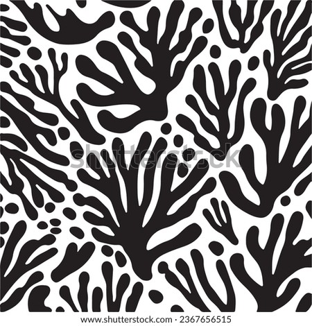 Black Thick Organic Branches in an Ornament: Contemporary Seamless Coral Pattern. Brush Drawn Botanical Shapes in a Modern Abstract Floral Vector Royalty-Free Stock Photo #2367656515