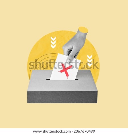 voting, going to vote, voting, citizen participation in voting, hand leaving vote, positive vote, negative vote, hand leaving paper in ballot box, elections, election of ruler Royalty-Free Stock Photo #2367670499