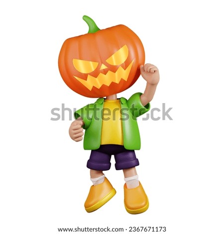 3d Cartoon Pumpkin Congrats Pose. This asset is suitable for various design projects related to fantasy, magic, children's books, illustrations, and cartoons.