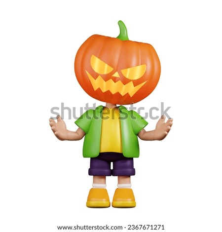 3d Cartoon Pumpkin Doing The No Idea Pose. This asset is suitable for various design projects related to fantasy, magic, children's books, illustrations, and cartoons.