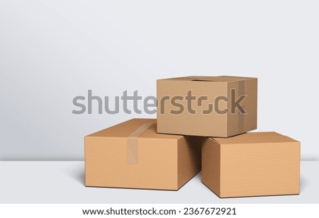Group of brown cardboard boxes on a desk