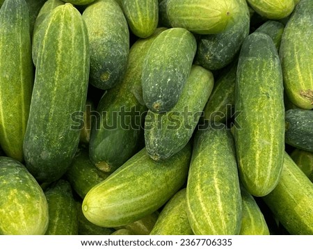 Image fresh green cucumbers in market