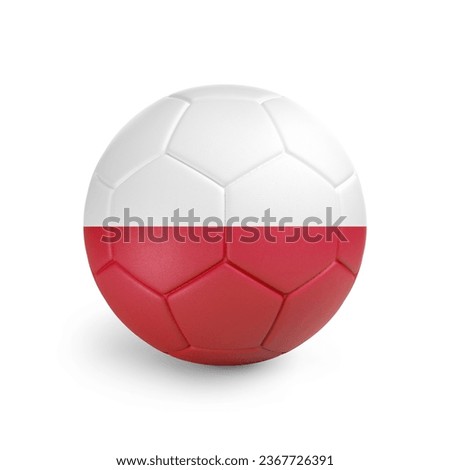 3D soccer ball with Poland team flag. Isolated on white background