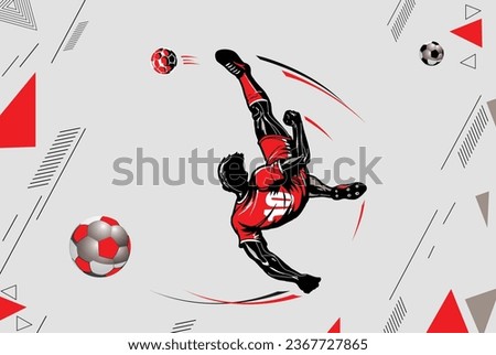 Soccer player overhead kick T shirt No_10 Royalty-Free Stock Photo #2367727865