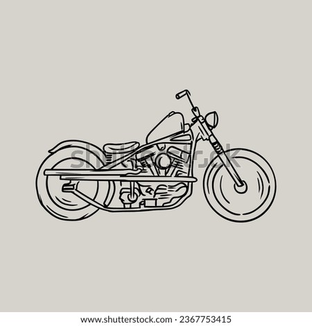 CLASSIC MOTORCYCLE CHOPPER ILLUSTRATION HAND DRAW