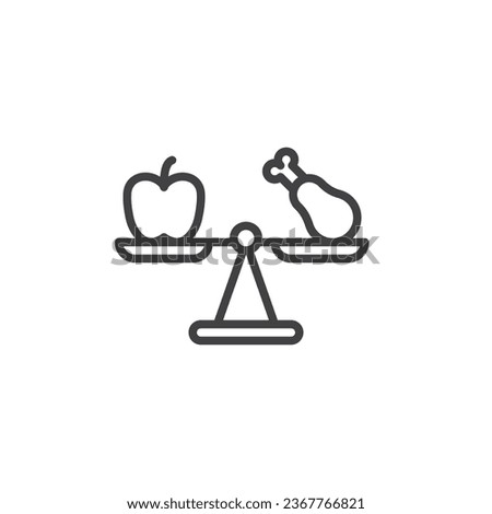Balanced Diet line icon. linear style sign for mobile concept and web design. Healthy and junk food balance outline vector icon. Symbol, logo illustration. Vector graphics Royalty-Free Stock Photo #2367766821