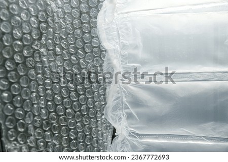 Air bubble wrap package. Air Cushion Film. Air Bubble Pillow. Buffer Filler. Polyethylene. Royalty-Free Stock Photo #2367772693