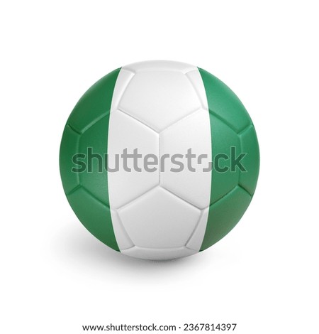 3D soccer ball with Nigeria team flag. Isolated on white background