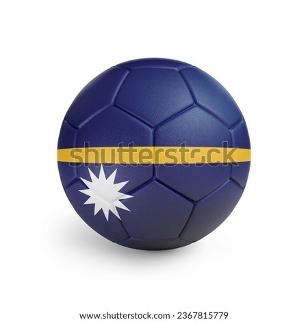 3D soccer ball with Nauru team flag. Isolated on white background
