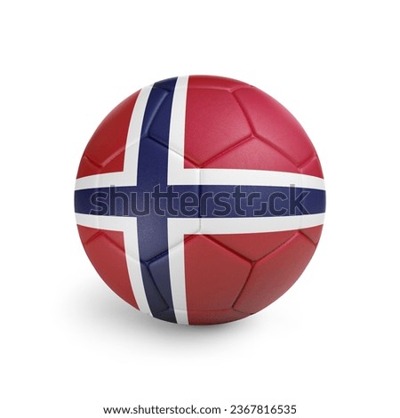 3D soccer ball with Norway team flag. Isolated on white background