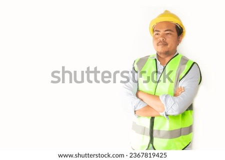 photo of a project worker in full uniform isolated on a white background