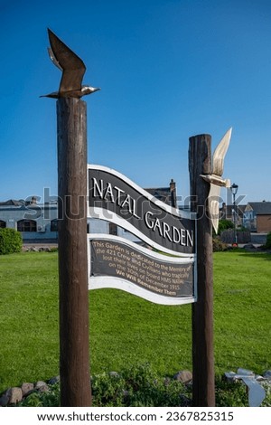 Natal Garden Sign at Invergordon, Scotland, vertical shot