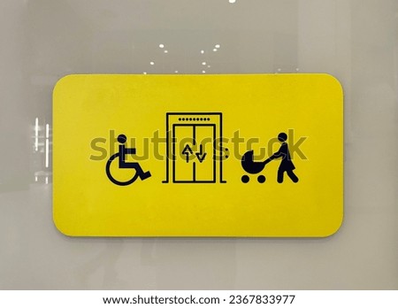 Priority sign for disabled and babies on elevators