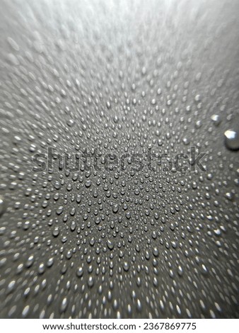Water drops on black background. Rain condensation, raindrops. Abstract wet texture, backdrop, graphic template for ads design, Realistic 3d vector illustration