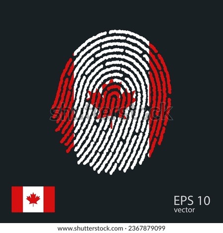 Fingerprint vector colored with the national flag of Canada