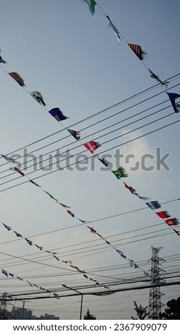 the national flag flying in the autumn sky