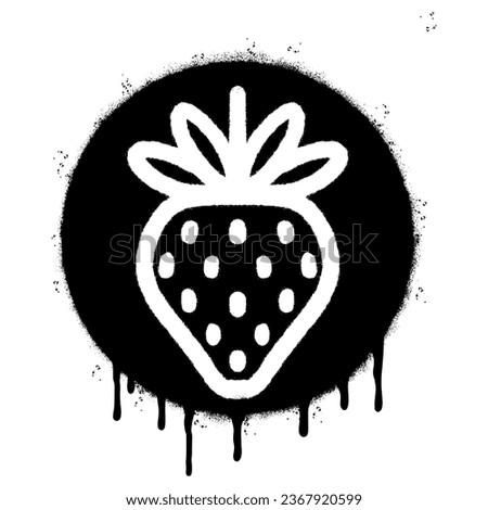Spray Painted Graffiti Strawberry icon Sprayed isolated with a white background.