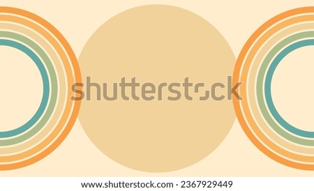 Abstract background of rainbow and sun groovy Wavy Lines design in 1970s Hippie Retro style. Vector pattern ready to use for cloth, textile, wrap and other.