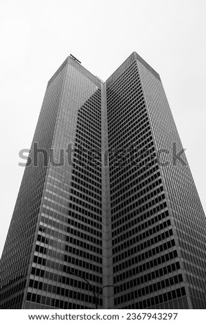 Bottom-up view of skyscrapers in Downtown, Montreal, Canada