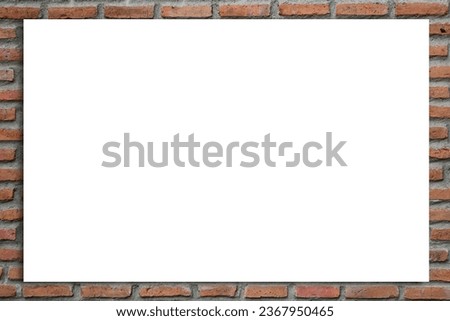 white empty billboard on old red brick wall background