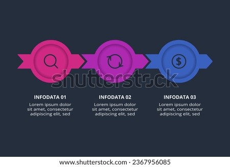 Creative dark infographic with 3 elements template for web on a black background, business, presentation.