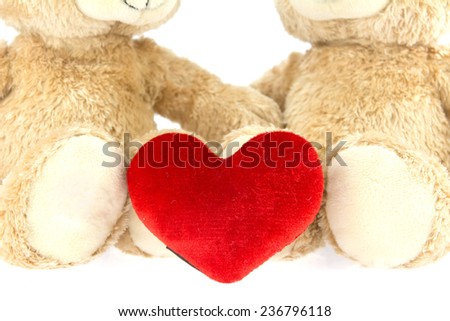  two teddy Bear with Heart on white background,concept valentine