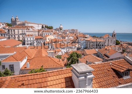 Beautiful views at Portas do Sol Viewpoint in Lisbon's old city. Royalty-Free Stock Photo #2367966433