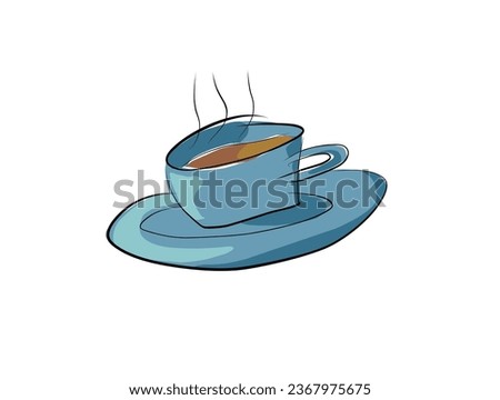 Illustration of coffee in a blue cup.