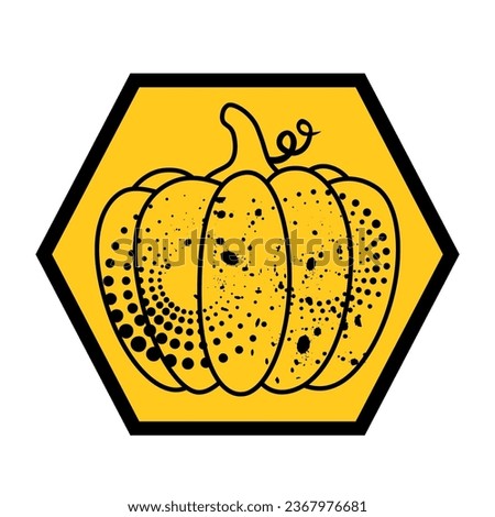  I designed for Autumn yellow background color black outline Pumpkin. October vector and clipart design.