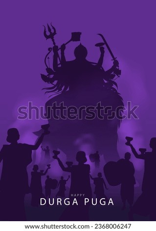 Indian God shri Druga in Happy Durga Puja Subh Navratri blue 
background. vector illustration design Royalty-Free Stock Photo #2368006247