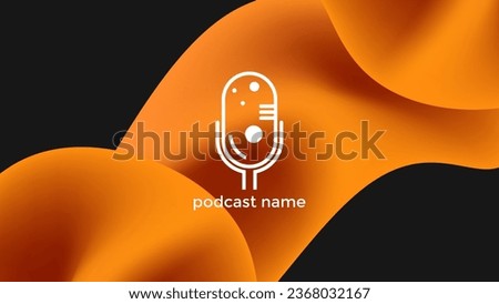 PODCAST DARK BACKGROUND COLORFUL WITH GRADIENT MESH ORANGE COLOR SIMPLE TEMPLATE DESIGN VECTOR. GOOD FOR COVER DESIGN, BANNER, WEB,SOCIAL MEDIA