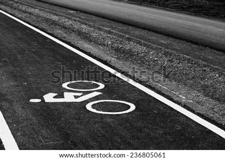 Monochrome bicycle road sign.