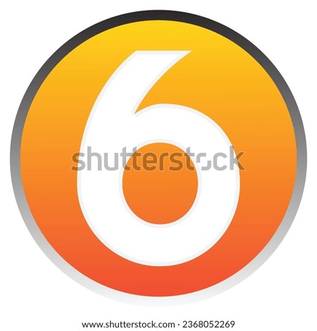 Number 6 sign design template element. Vector. Orange gradient icon on white paper at white background.