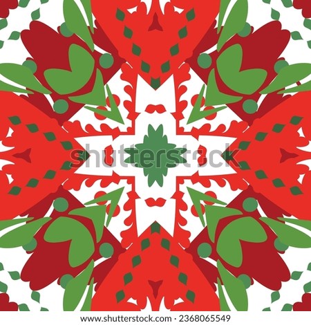 Bright red and green Christmas seamless geometric patchwork pattern