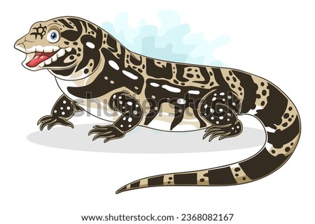 Cartoon Argentine Tegu lizard isolated on white background