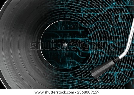 Generative music, artificial intelligence AI concept. Internet, programming, abstract background. Royalty-Free Stock Photo #2368089159