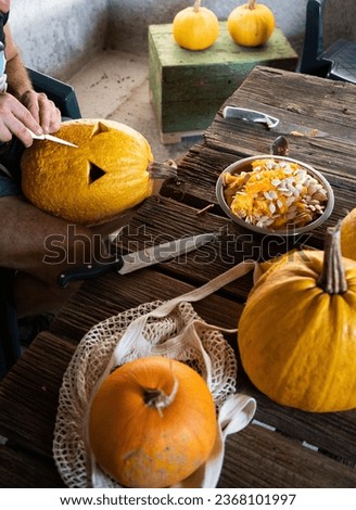 halloween pumpkins ready for carving