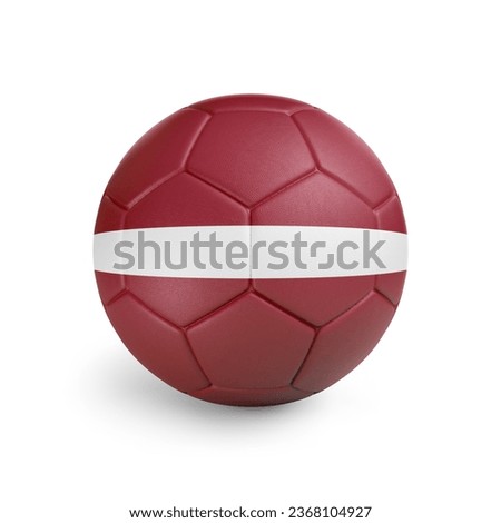 3D soccer ball with Latvia team flag. Isolated on white background