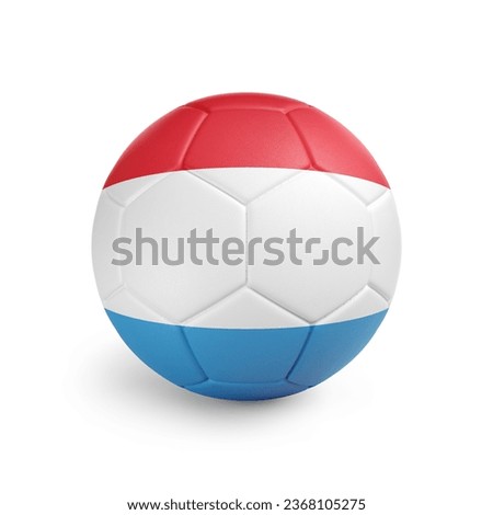 3D soccer ball with Luxembourg team flag. Isolated on white background