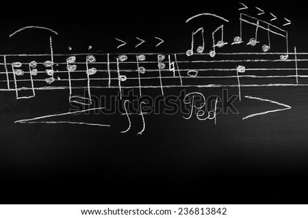 Musical notes on a blackboard Royalty-Free Stock Photo #236813842