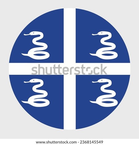 Vector illustration of flat round shaped of Martinique flag. Official national flag in button icon shaped.