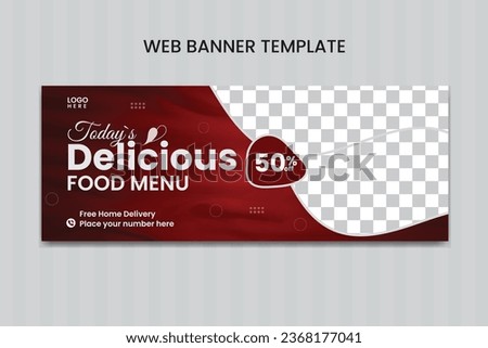 Vector food menu and restaurant facebook cover and web banner design template.