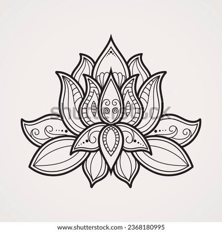 Ornamental lotus flower mandala. suitable for henna, tattoos, photos, coloring books. islam, hindu, Buddha, india, pakistan, chinese, arab
