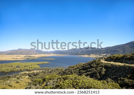 View from the Henshaw Scenic Vista of Lake Henshaw at Palomar Mountain State Park in Southern California USA.