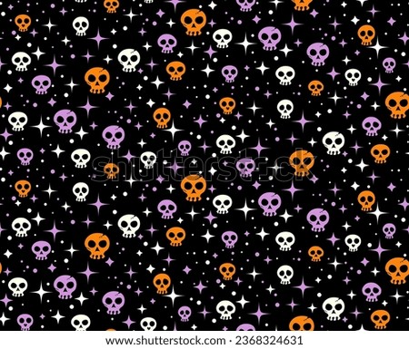 Halloween seamless pattern with colored skulls