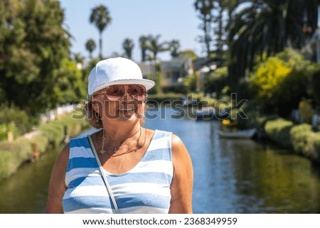 Senior Woman Strolling Venice in Los Angeles