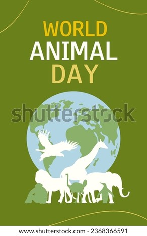 World Animal Day. Vertical banner. Vector illustration for card, poster or advertising.