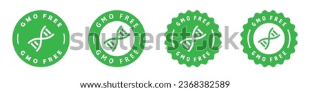 GMO free sticker, label, badge, stamp, emblem or sign. No GMO sticker. Eco, organic food or plants. Sign for products. Vector icon